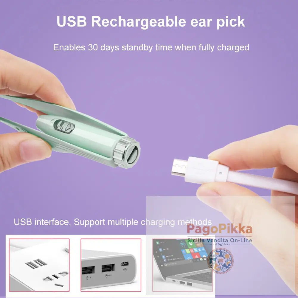 Rimozione Cerume Naso Pulisci Orecchie Clip Neonati Adulti Orecchie Naso Pulisci Pinzette Set Luce LED Plettro