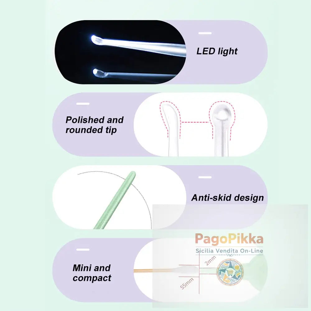 Rimozione Cerume Naso Pulisci Orecchie Clip Neonati Adulti Orecchie Naso Pulisci Pinzette Set Luce LED Plettro