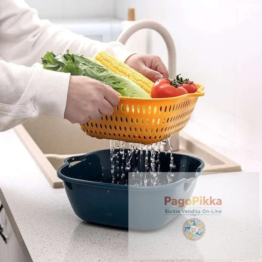 Set in sei pezzi di cestello multifunzionale in plastica in plastica per la casa cesto per il lavaggio delle verdure