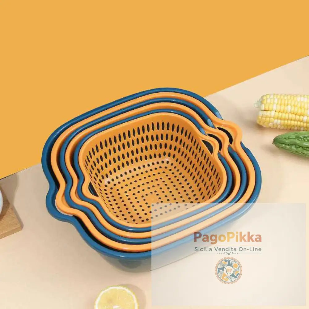 Set in sei pezzi di cestello multifunzionale in plastica in plastica per la casa cesto per il lavaggio delle verdure