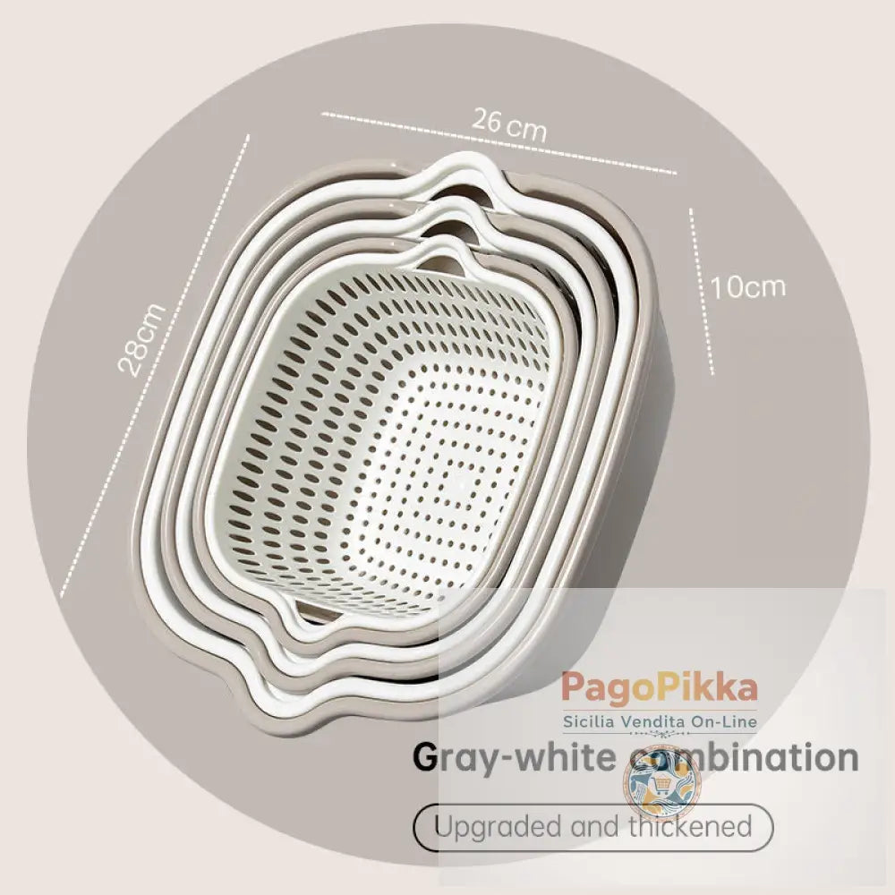 Set in sei pezzi di cestello multifunzionale in plastica in plastica per la casa cesto per il lavaggio delle verdure