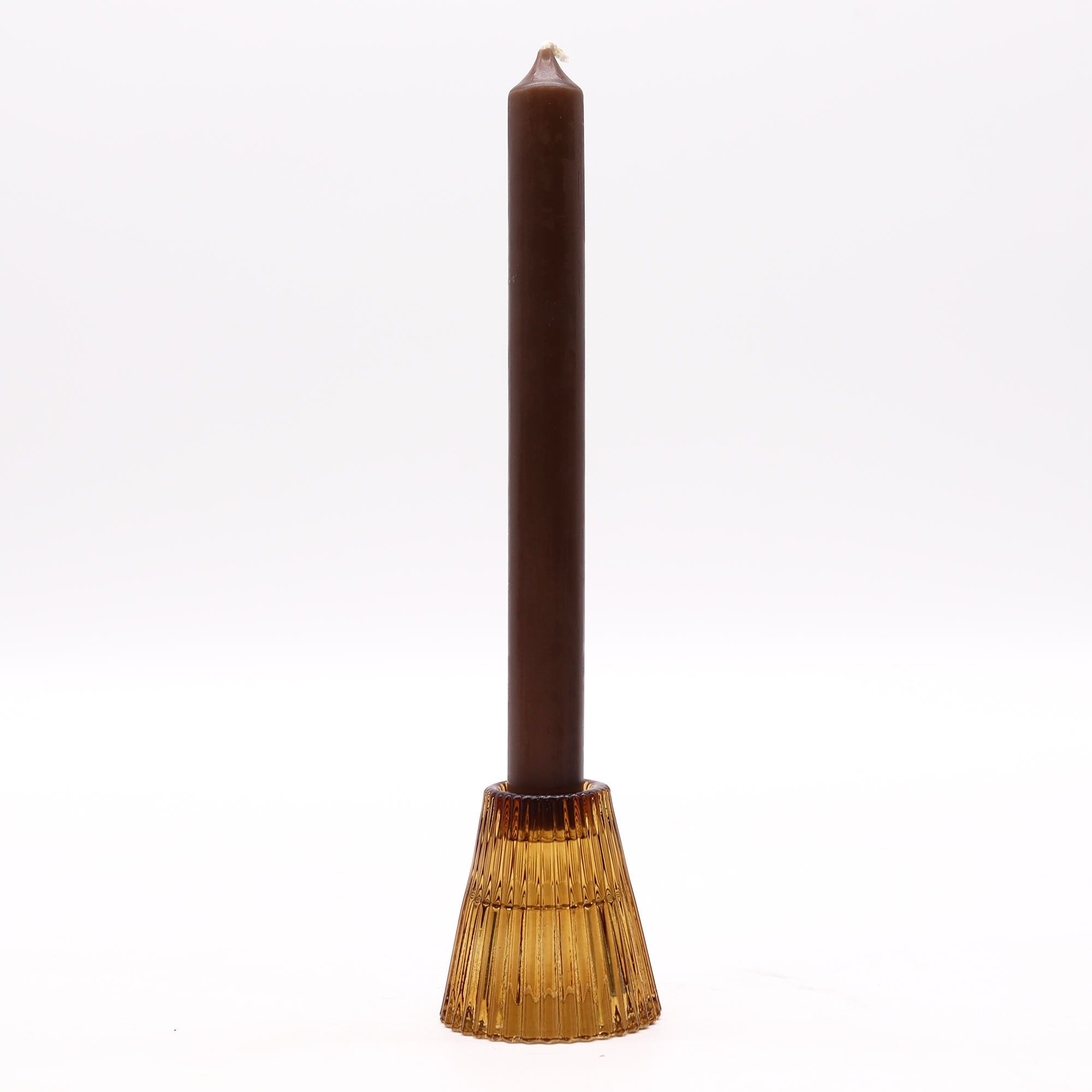 Set of 2 Flip Dinner Candle / Tealight Holder - Antique Amber - Glass Candle Holders & Jar Sets