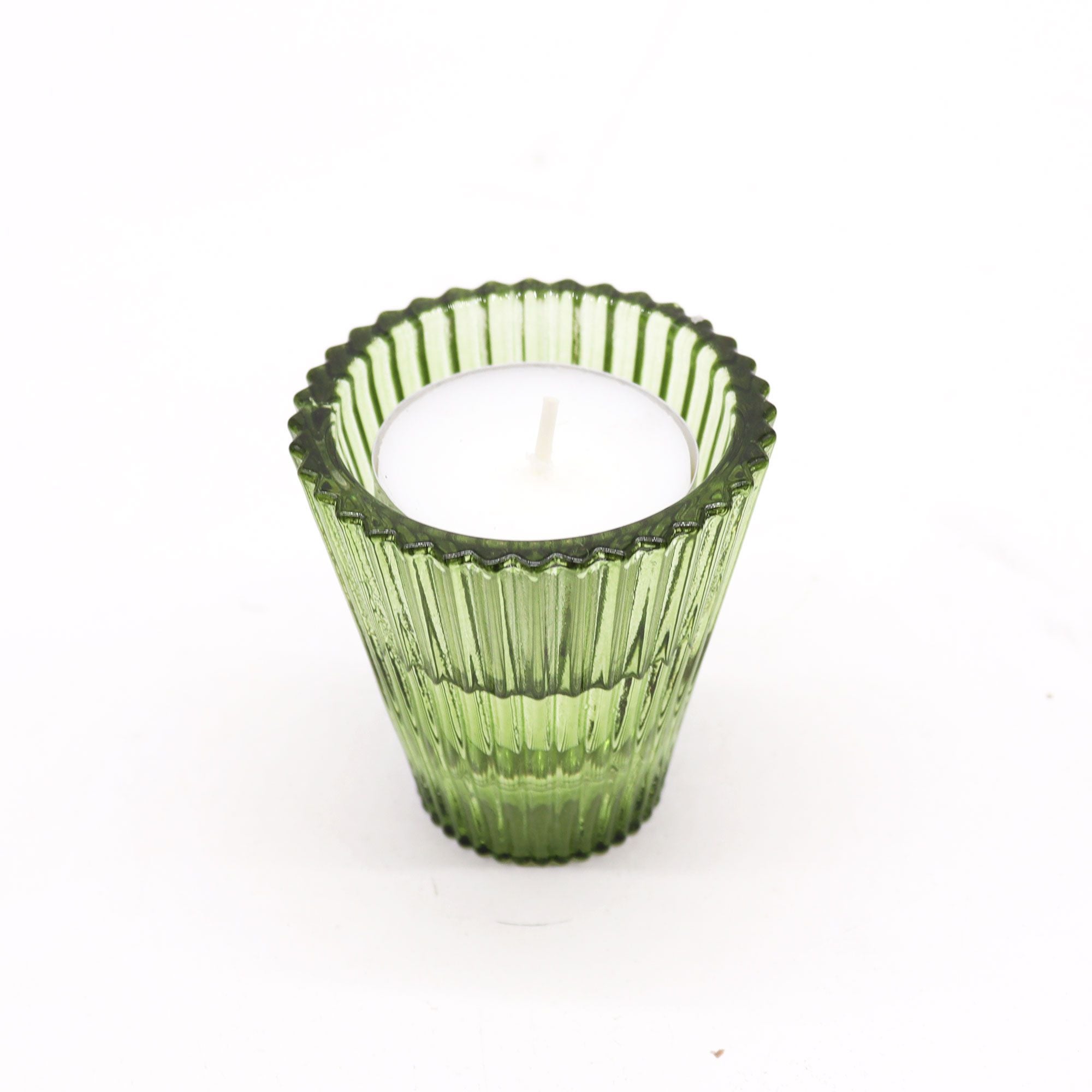 Set of 2 Flip Dinner Candle / Tealight Holder - Garden Jade - Glass Candle Holders & Jar Sets