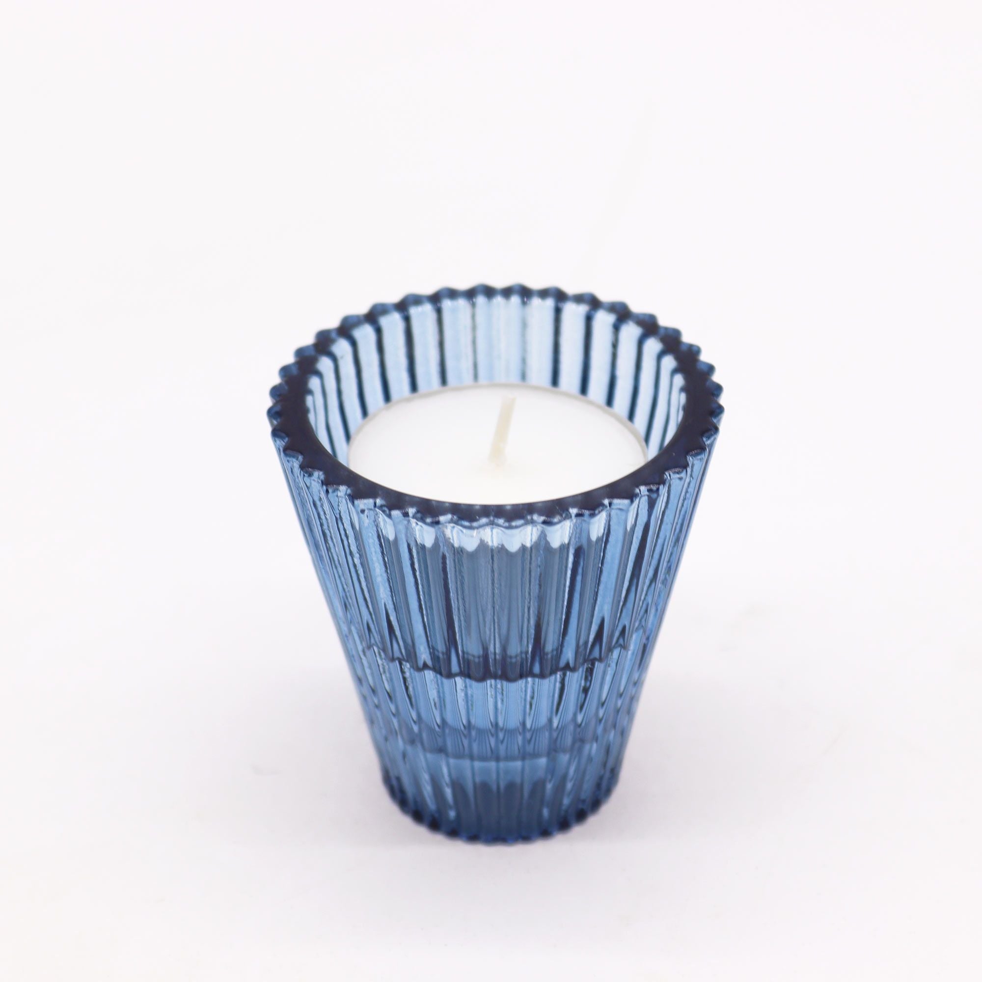 Set of 2 Flip Dinner Candle / Tealight Holder - Royal Blue - Glass Candle Holders & Jar Sets