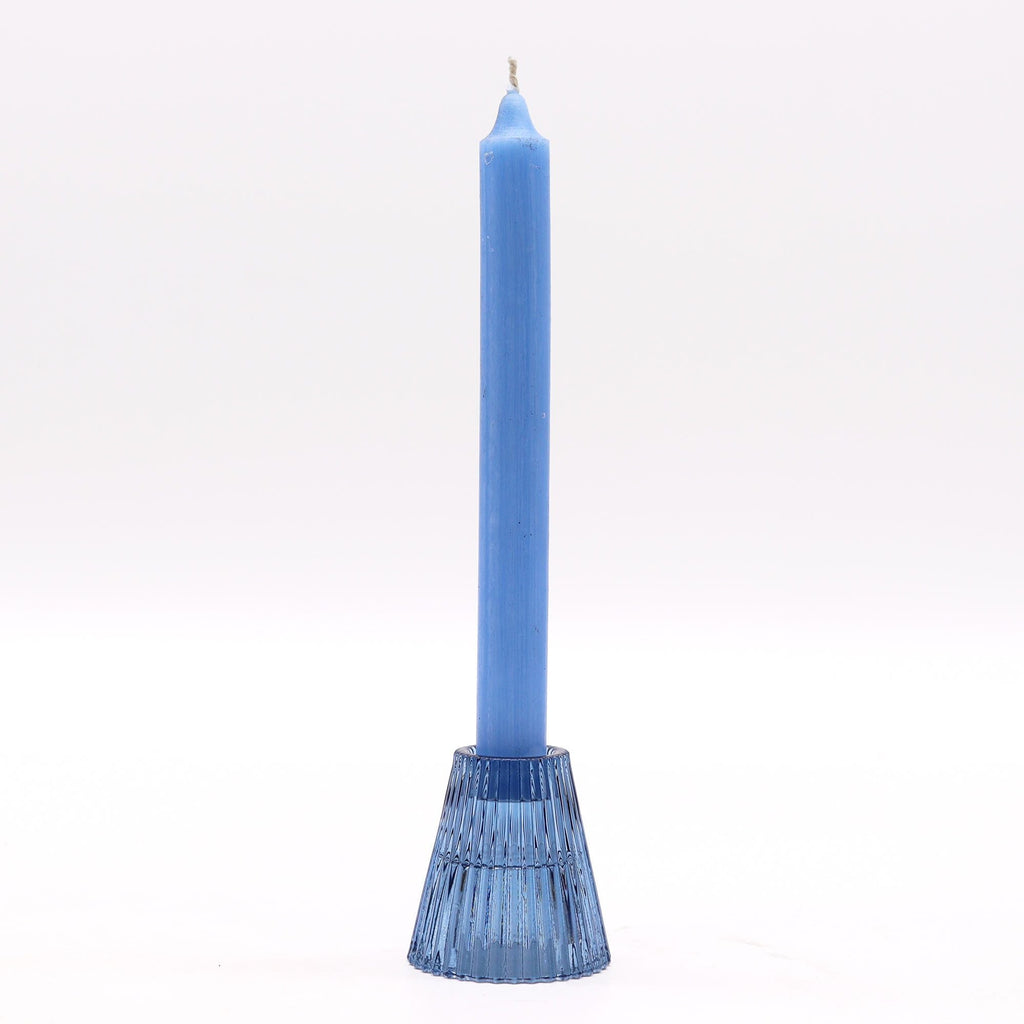 Set of 2 Flip Dinner Candle / Tealight Holder - Royal Blue - Glass Candle Holders & Jar Sets