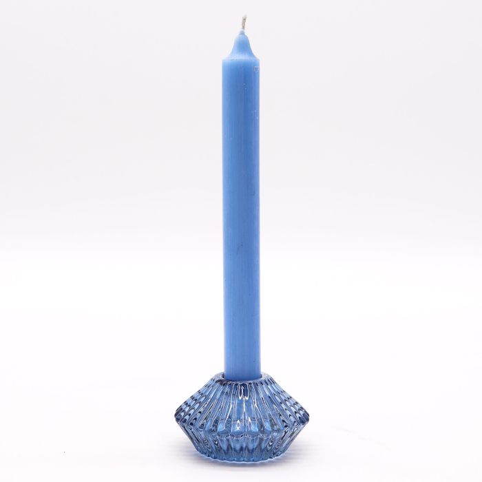 Set of 2 Flower Flip Dinner Candle / Tealight Holder - Royal Blue - Glass Candle Holders & Jar Sets