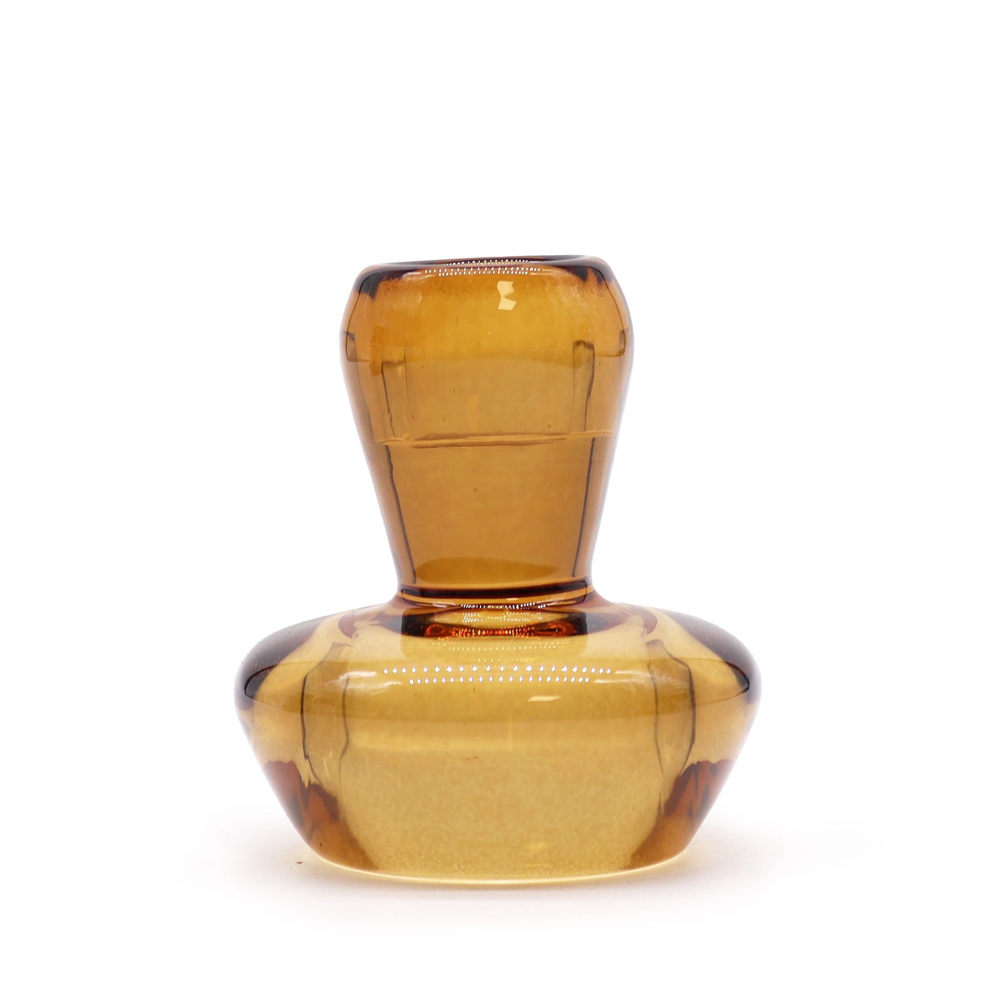 Set of 2 Mushroom Flip Dinner Candle / Tealight Holder - Antique Amber - Glass Candle Holders & Jar Sets