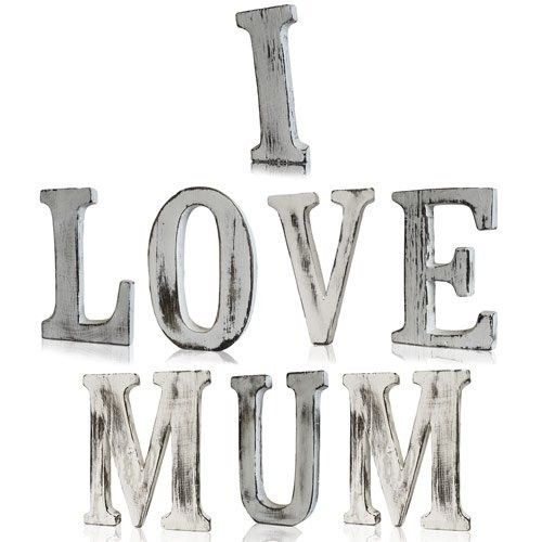 Shabby-Chic-Buchstaben I LOVE MUM - Shabby-Chic-Buchstaben