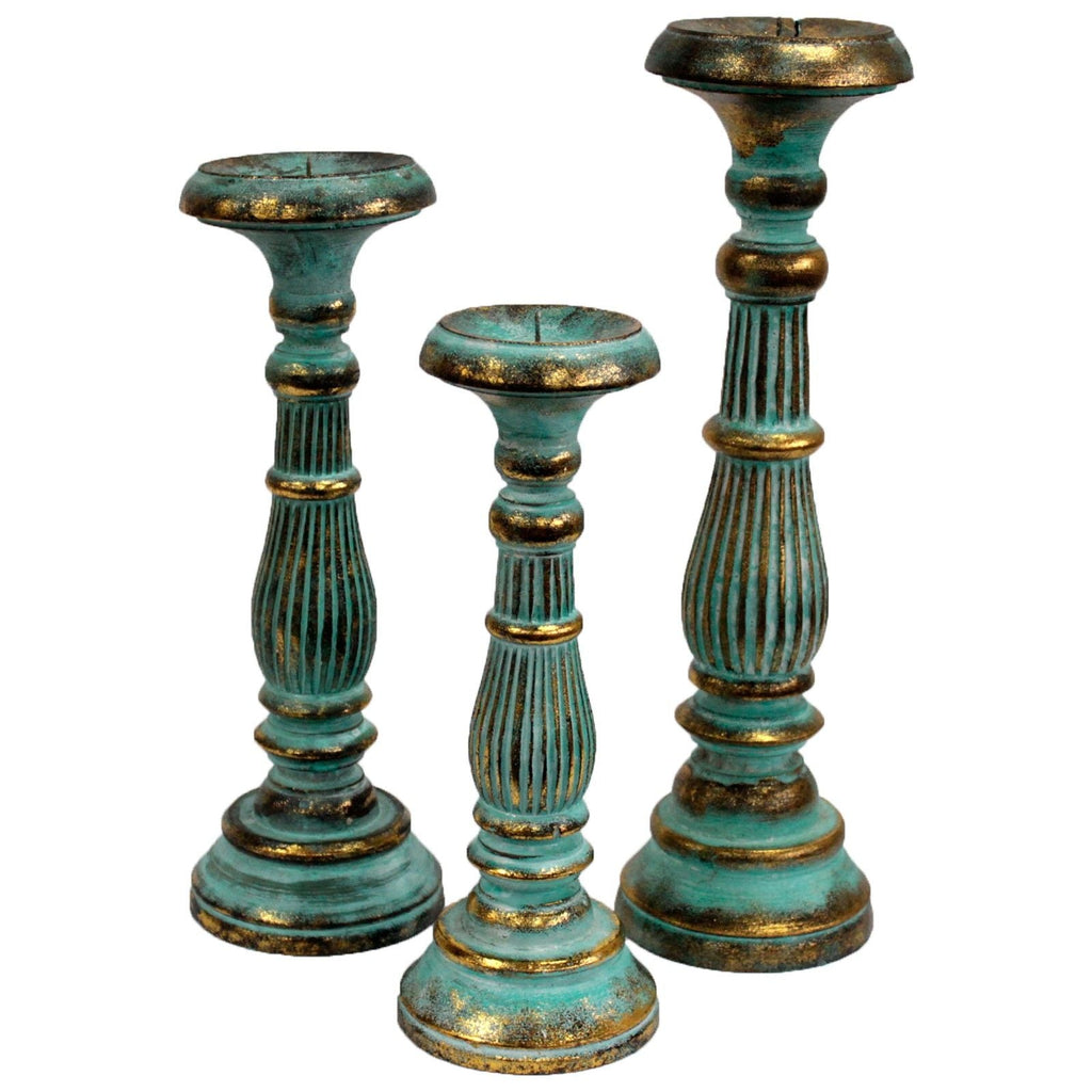 Small Candle Stand - Turquois Gold - Vintage Candle Stands