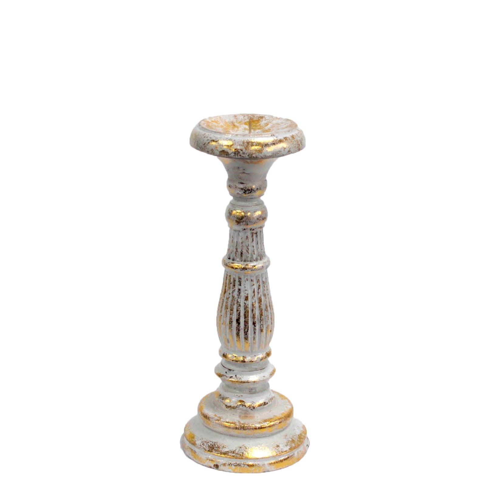 Small Candle Stand - White Gold - Vintage Candle Stands