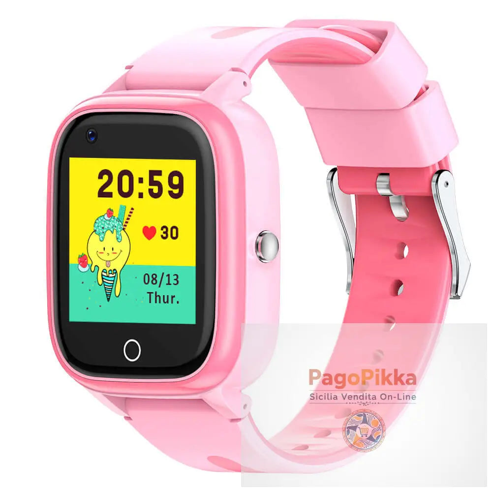 Smart children’s phone positioning watch with video 4G full network waterproof strap GPS - Watermelon Red English
