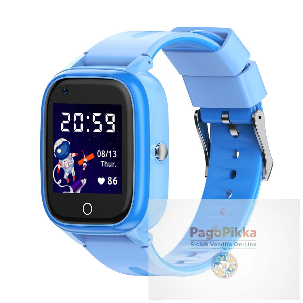 Smart children’s phone positioning watch with video 4G full network waterproof strap GPS - Lake Blue English