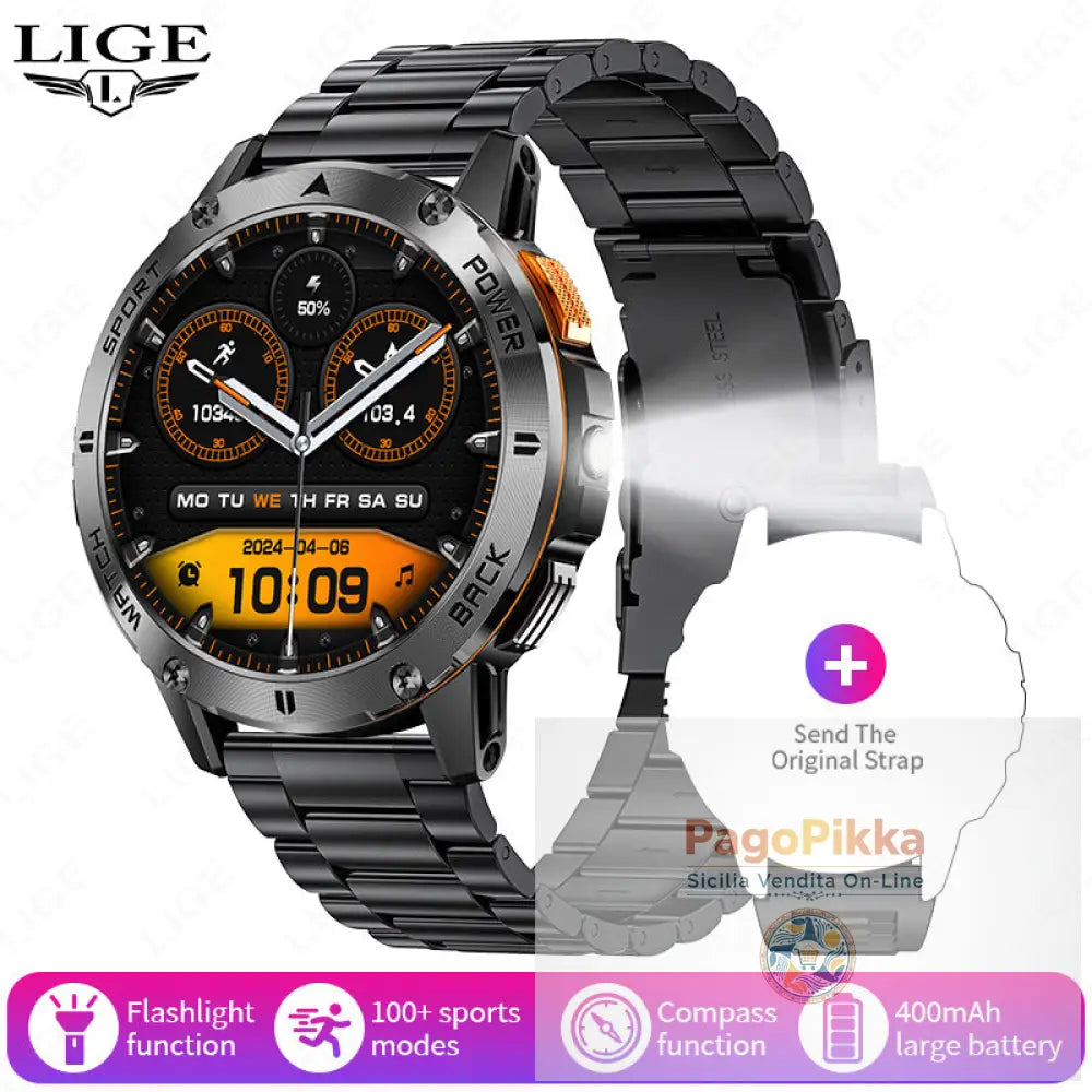 Smart Watch Bluetooth Call Multifunctional Sports Watch Long Range Watch - Steel Belt Black