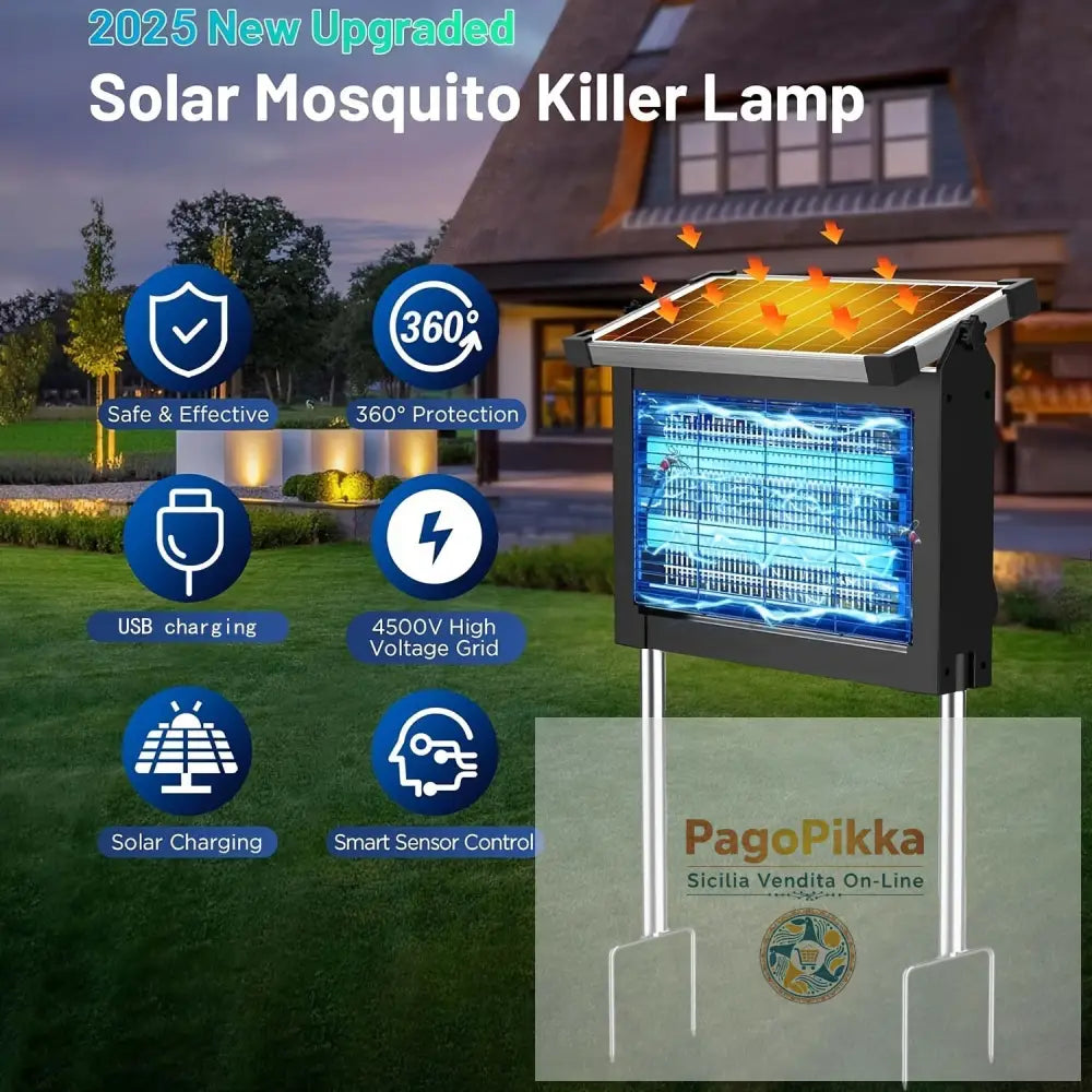 Solar Powered Bug Zapper Outdoor Zechuan Bug Zapper 4500V - Black