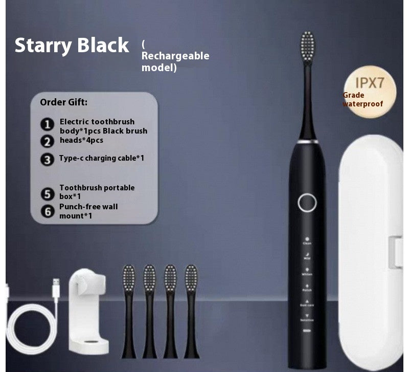 Spazzolino elettrico ricaricabile automatico Electric Toothbrush Rechargeable Automatic - Starry Sky Black A8 Suit 2
