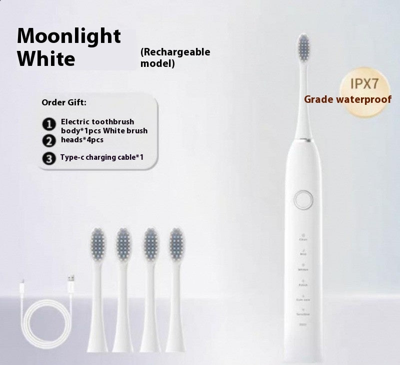 Spazzolino elettrico ricaricabile automatico Electric Toothbrush Rechargeable Automatic - Moonlight White A8 Suit 1