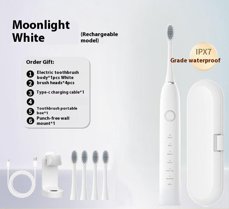 Spazzolino elettrico ricaricabile automatico Electric Toothbrush Rechargeable Automatic - Moonlight White A8 Suit 2