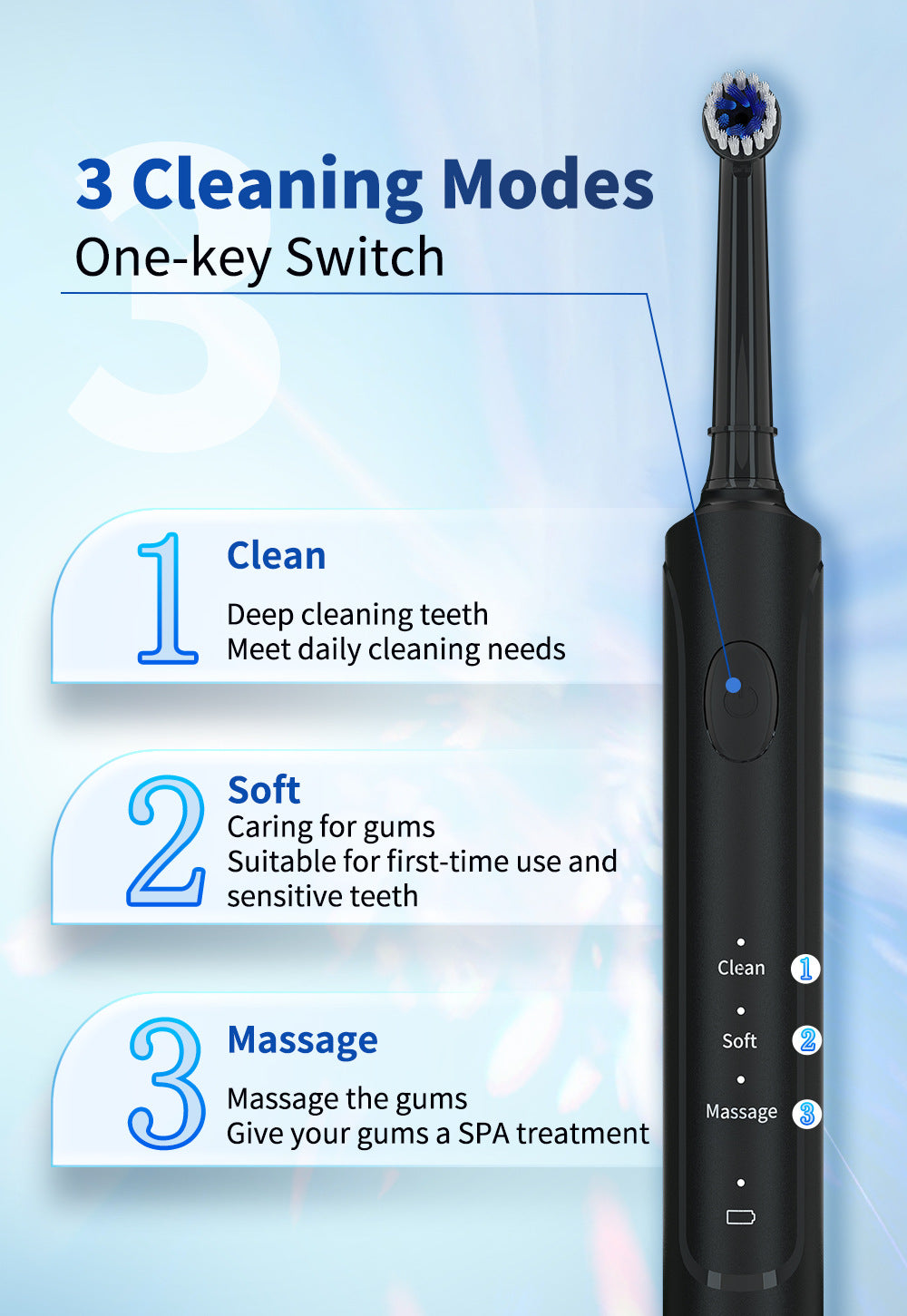 Fashion Personality Rotating Electric Toothbrush - Black - PRODOTTI PER L’IGIENE ORALE