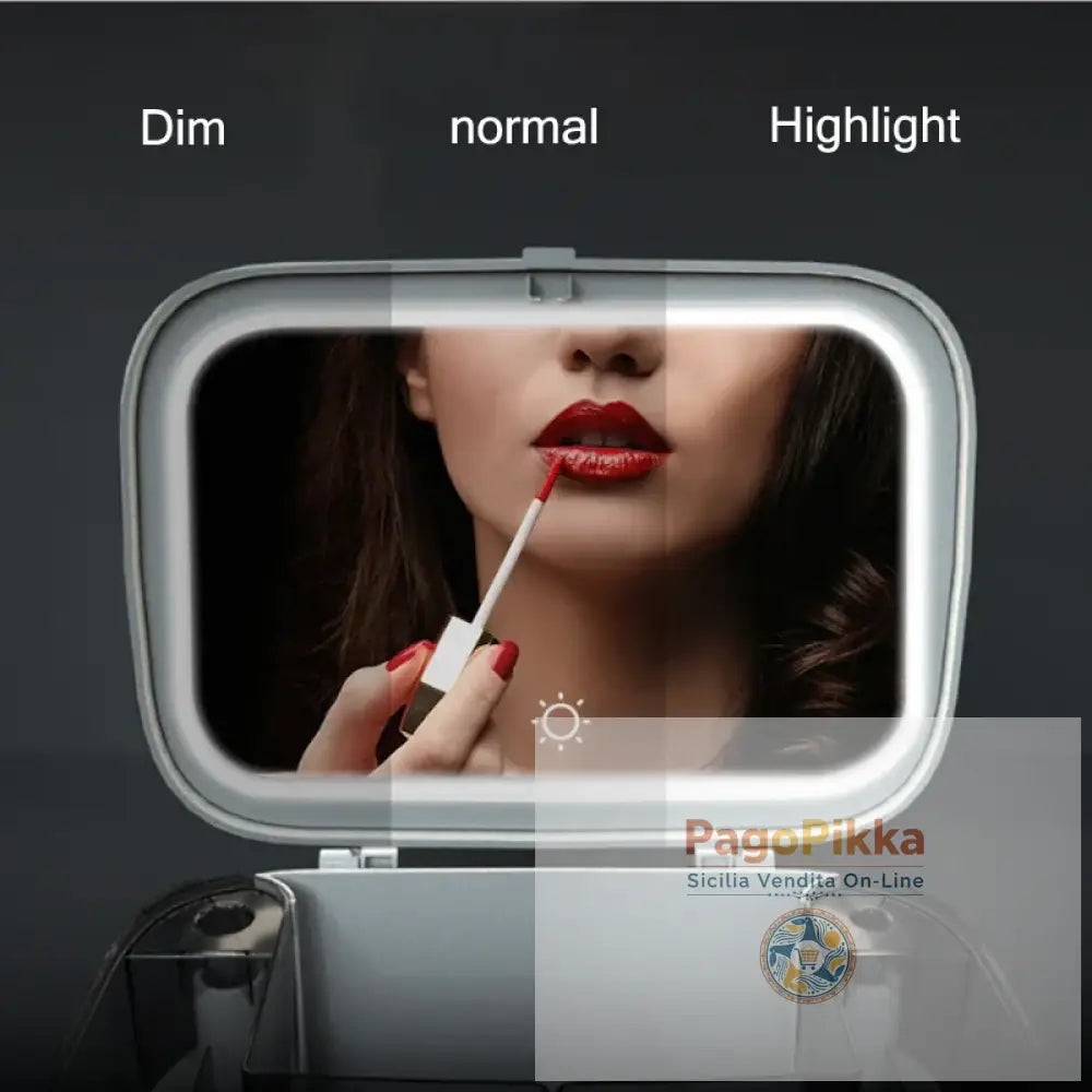 Specchio per trucco a LED con scatola portaoggetti per cosmetici scatola per rossetti specchio da trucco tipo cassetto