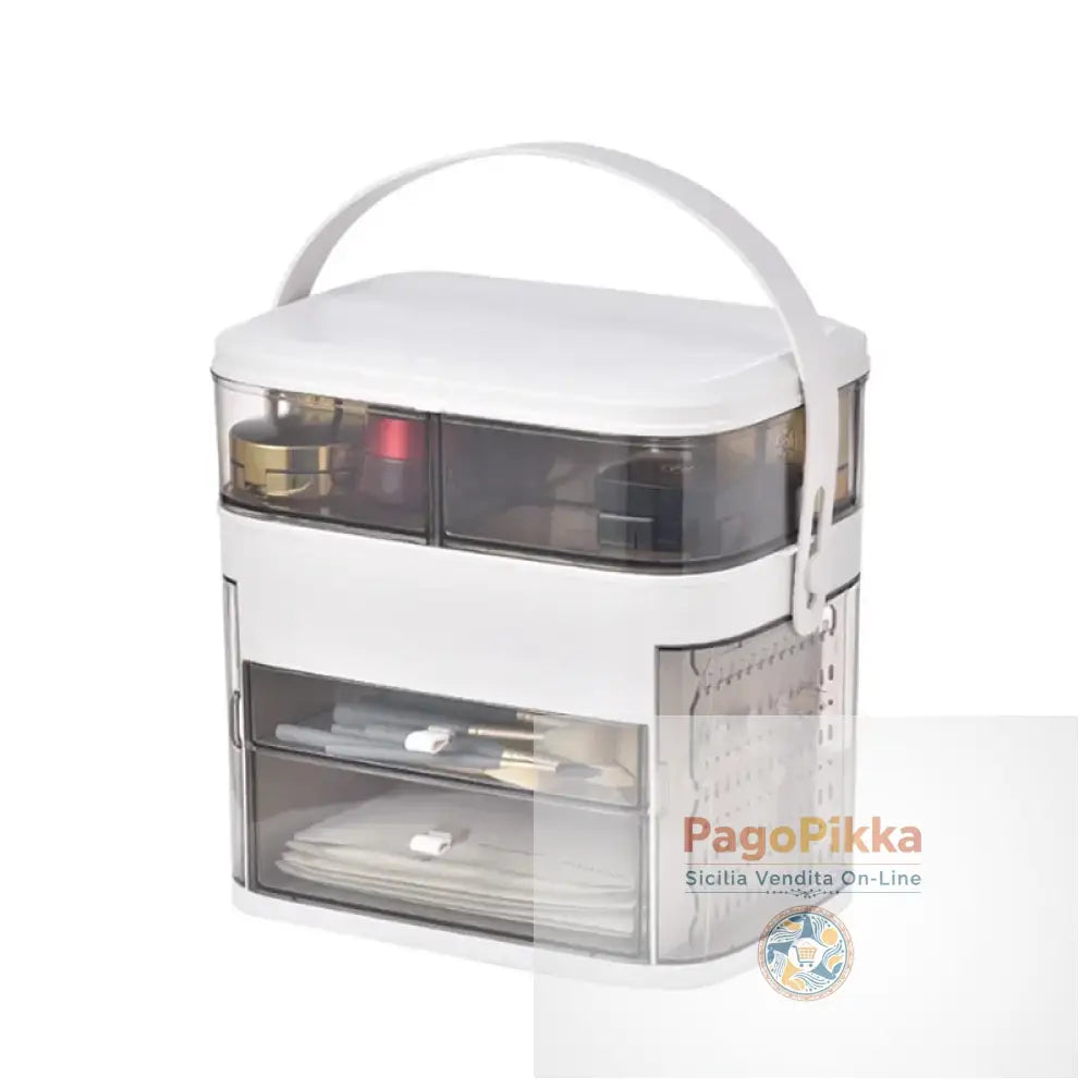 Specchio per trucco a LED con scatola portaoggetti per cosmetici scatola per rossetti specchio da trucco tipo cassetto