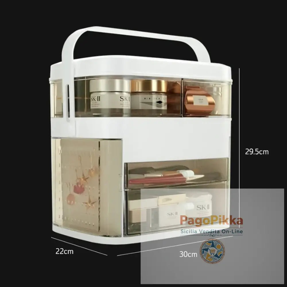 Specchio per trucco a LED con scatola portaoggetti per cosmetici scatola per rossetti specchio da trucco tipo cassetto