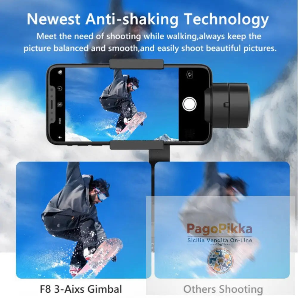 Stabilizzatore per fotocamera F8 per telefono cellulare piattaforma anti-vibrazione a tre assi portatile Tiktok