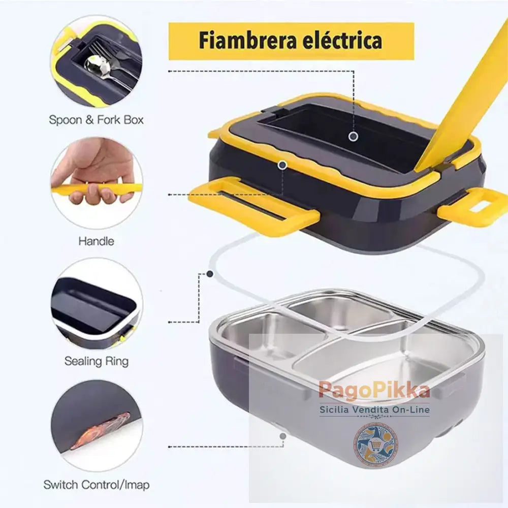 Stoviglie 1.5L Set di pentole Scaldavivande elettrico portatile Contenitori in acciaio inossidabile con borsa termica