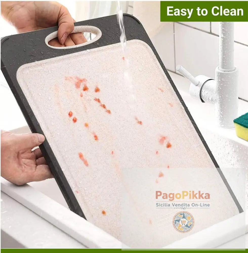 Tagliere in plastica in acciaio inox a doppia faccia per tagliere in cucina domestica con cannuccia di grano PP