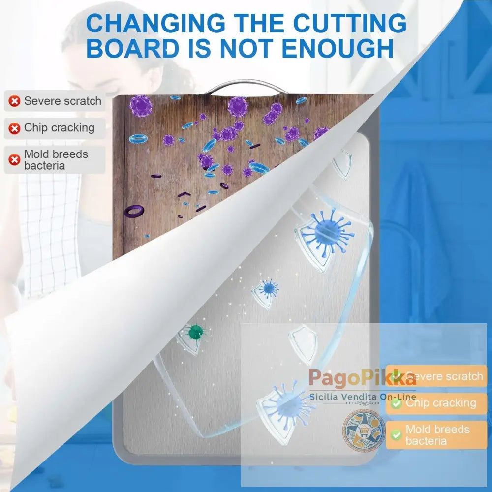 Tagliere in plastica in acciaio inox a doppia faccia per tagliere in cucina domestica con cannuccia di grano PP